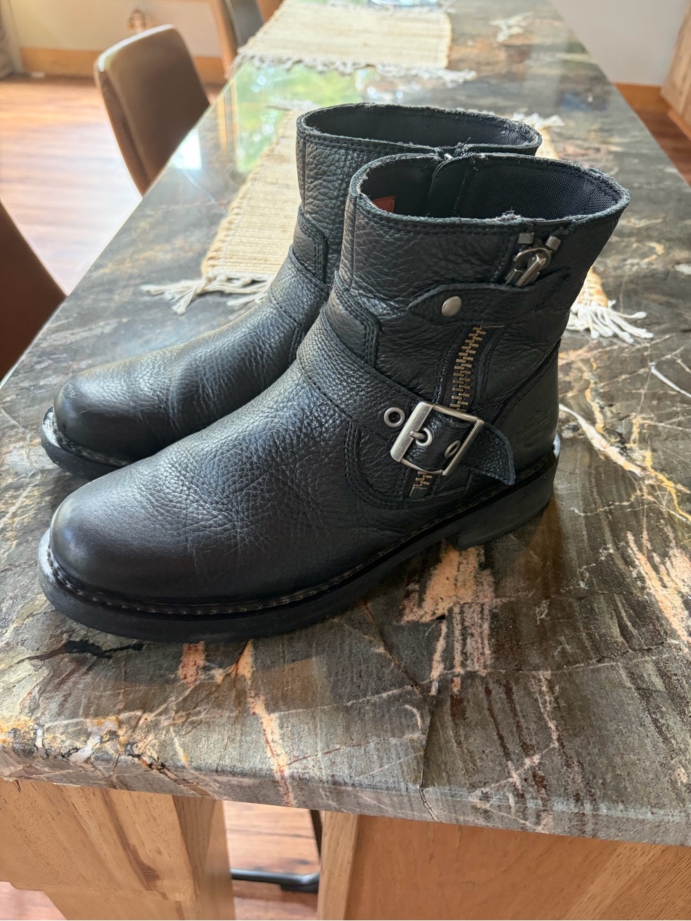 Harley-Davidson Black Leather Women's Biker Booties with Buckle